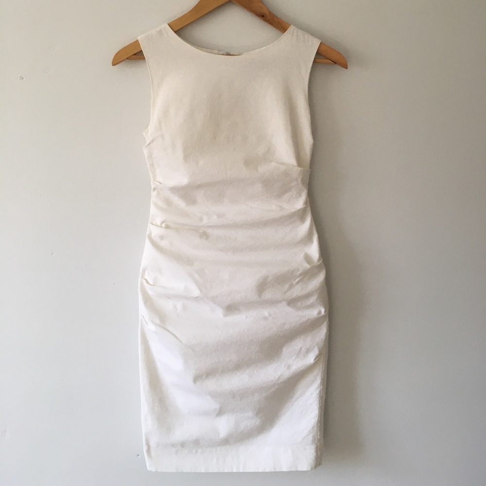 Nicole Miller Stretch Linen Sheath Dress - White